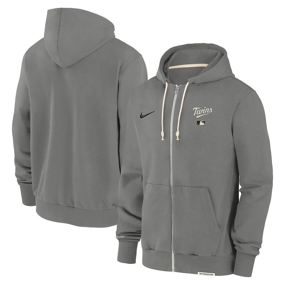 Men's Nike Charcoal Minnesota Twins Authentic Collection Travel Performance Full-Zip Hoodie