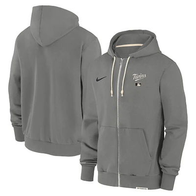 Men's Nike Charcoal Minnesota Twins Authentic Collection Travel Performance Full-Zip Hoodie