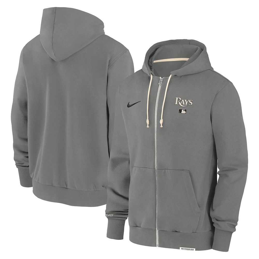 Men's Nike Charcoal Tampa Bay Rays Authentic Collection Travel Performance Full-Zip Hoodie