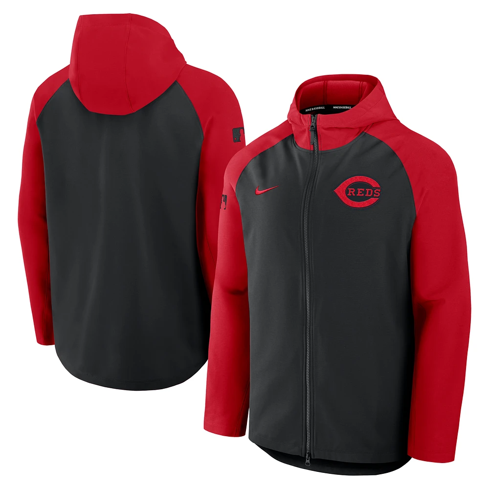 Men's Nike Black/Red Cincinnati Reds Authentic Collection Raglan Performance Full-Zip Jacket