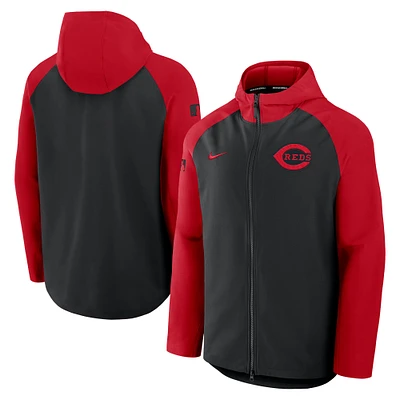 Men's Nike Black/Red Cincinnati Reds Authentic Collection Raglan Performance Full-Zip Jacket