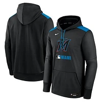 Men's Nike Black Miami Marlins Authentic Collection Performance Pullover Hoodie