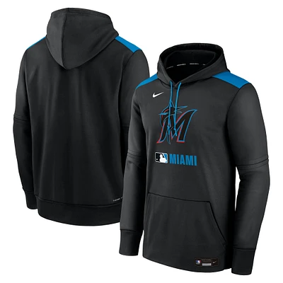 Men's Nike Black Miami Marlins Authentic Collection Performance Pullover Hoodie