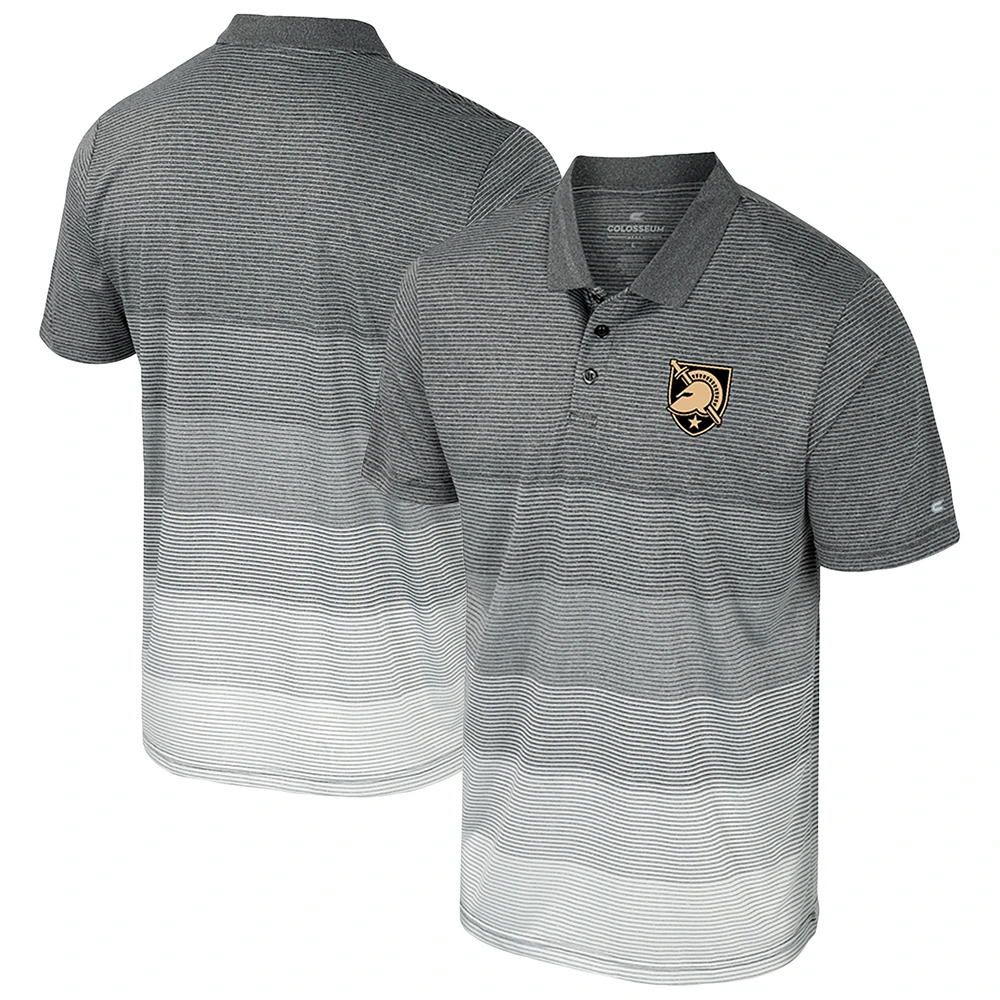 Men's Colosseum Gray Army Black Knights AI Striped Polo