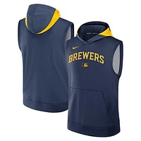 Men's Nike Navy Milwaukee Brewers Authentic Collection Performance Sleeveless Pullover Hoodie