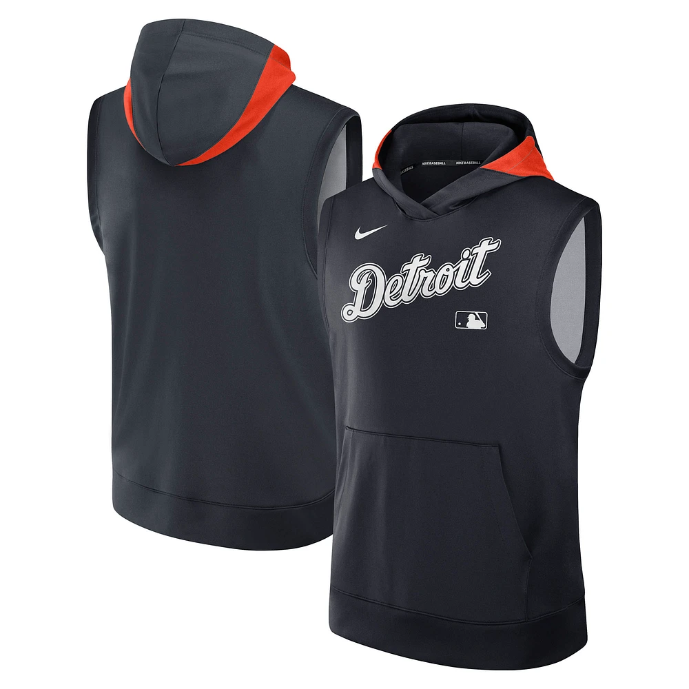 Men's Nike Navy Detroit Tigers Authentic Collection Performance Sleeveless Pullover Hoodie