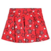 Girls Youth ZooZatz Red Wisconsin Badgers Star Flowy Skort