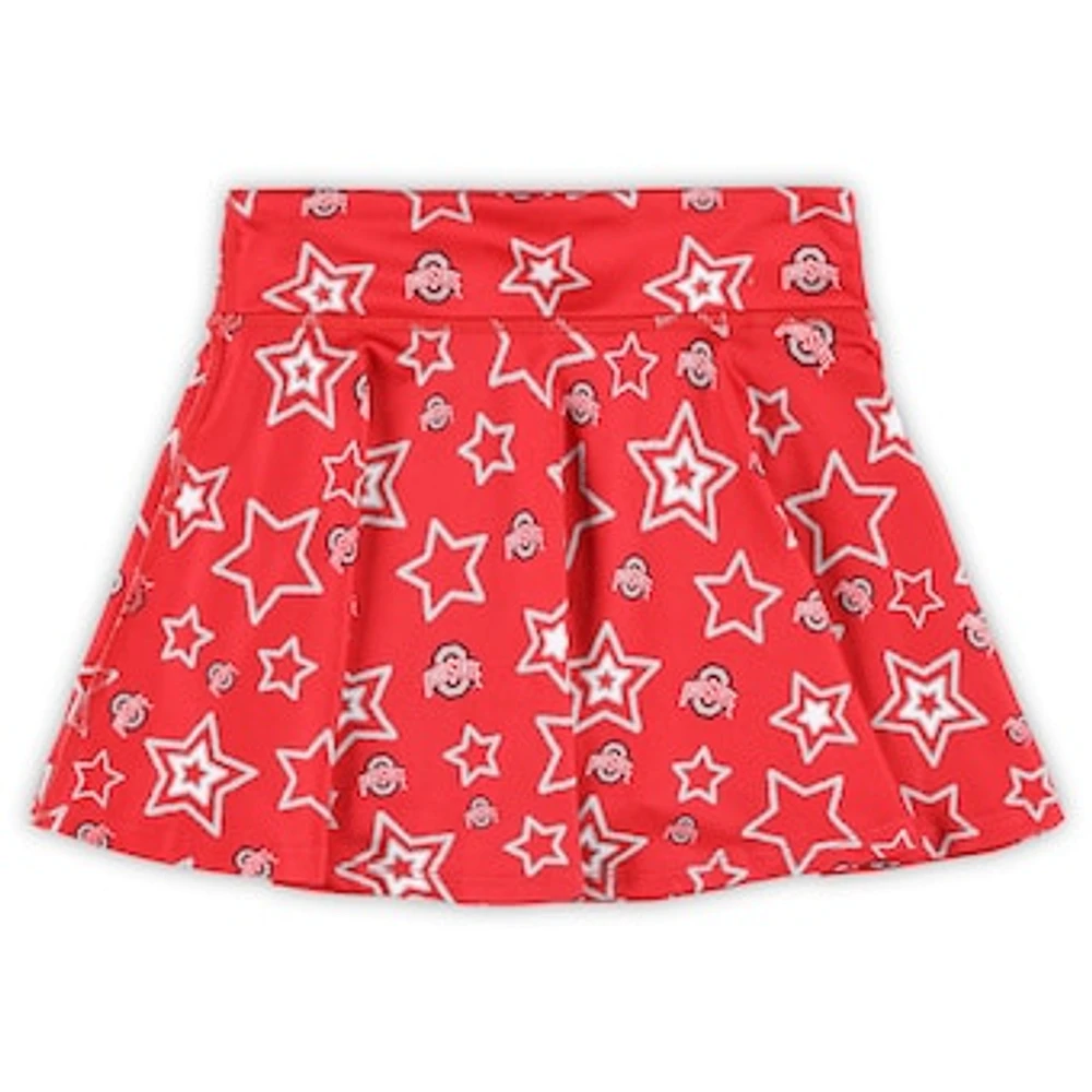 Girls Youth ZooZatz Scarlet Ohio State Buckeyes Star Flowy Skort