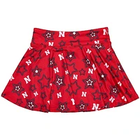 Girls Youth ZooZatz Scarlet Nebraska Huskers Star Flowy Skort