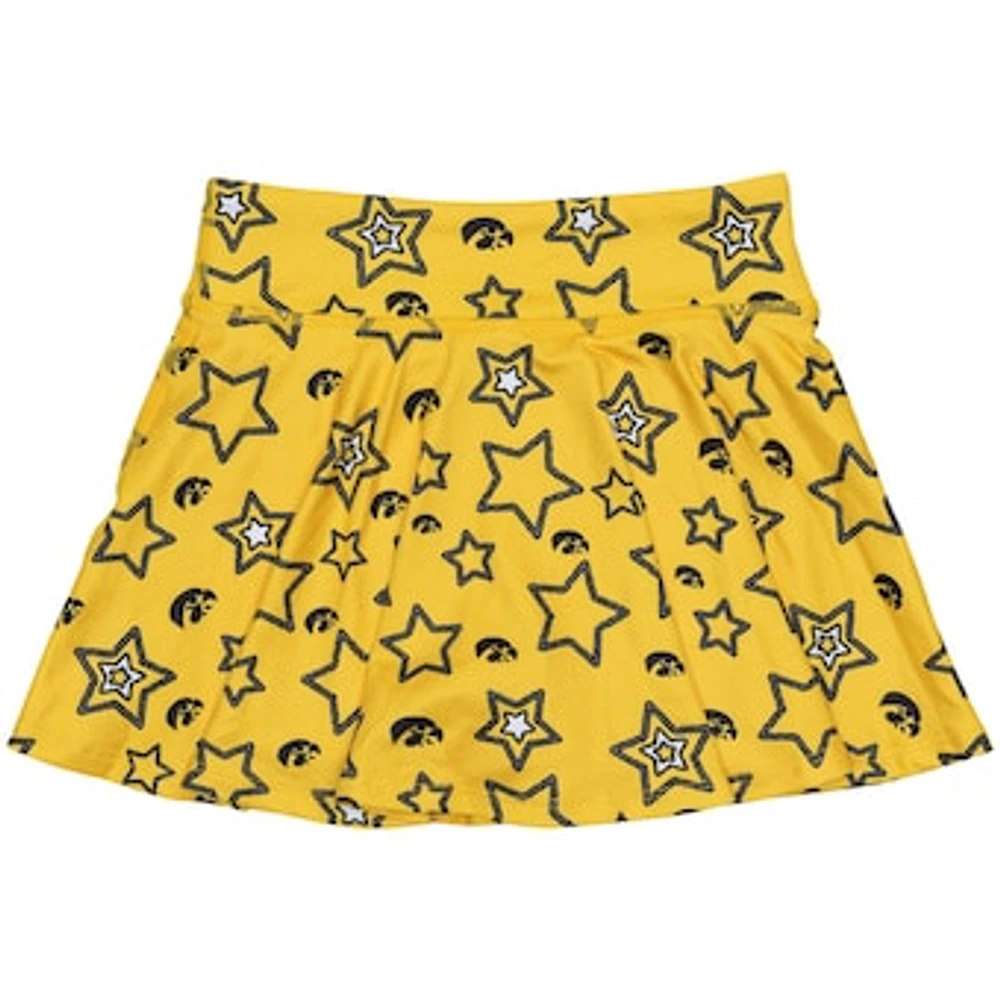 Girls Youth ZooZatz Gold Iowa Hawkeyes Star Flowy Skort