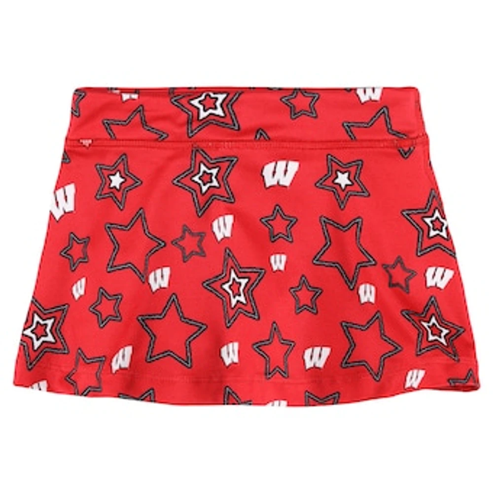 Girls Toddler ZooZatz Red Wisconsin Badgers Star Flowy Skort