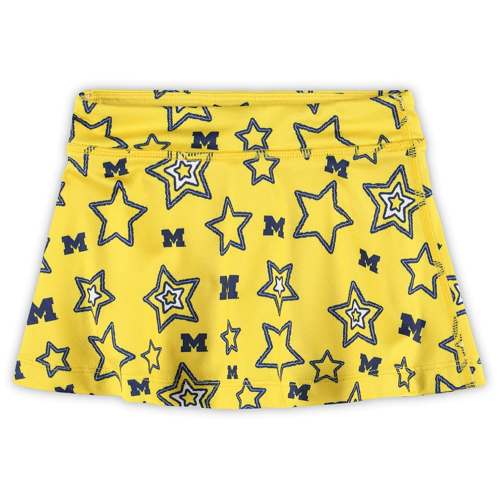 Girls Toddler ZooZatz Maize Michigan Wolverines Star Flowy Skort