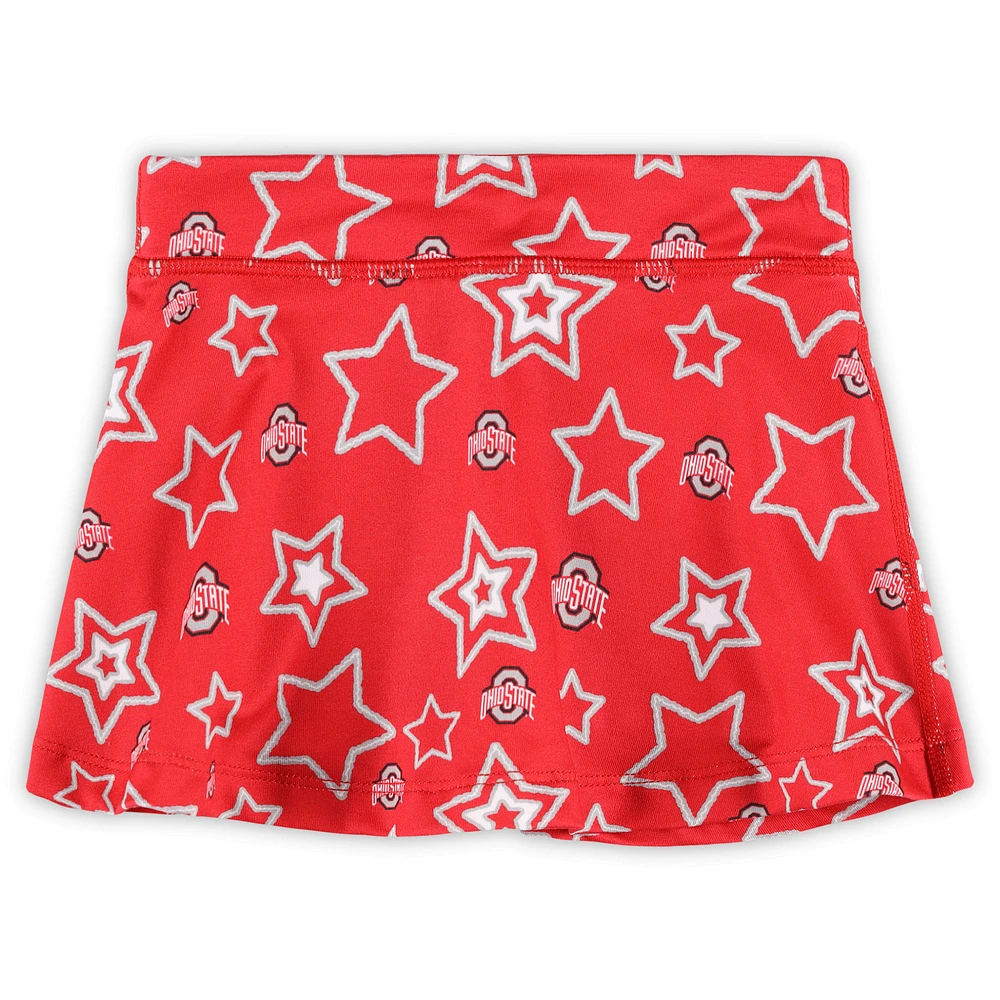 Girls Toddler ZooZatz Scarlet Ohio State Buckeyes Star Flowy Skort