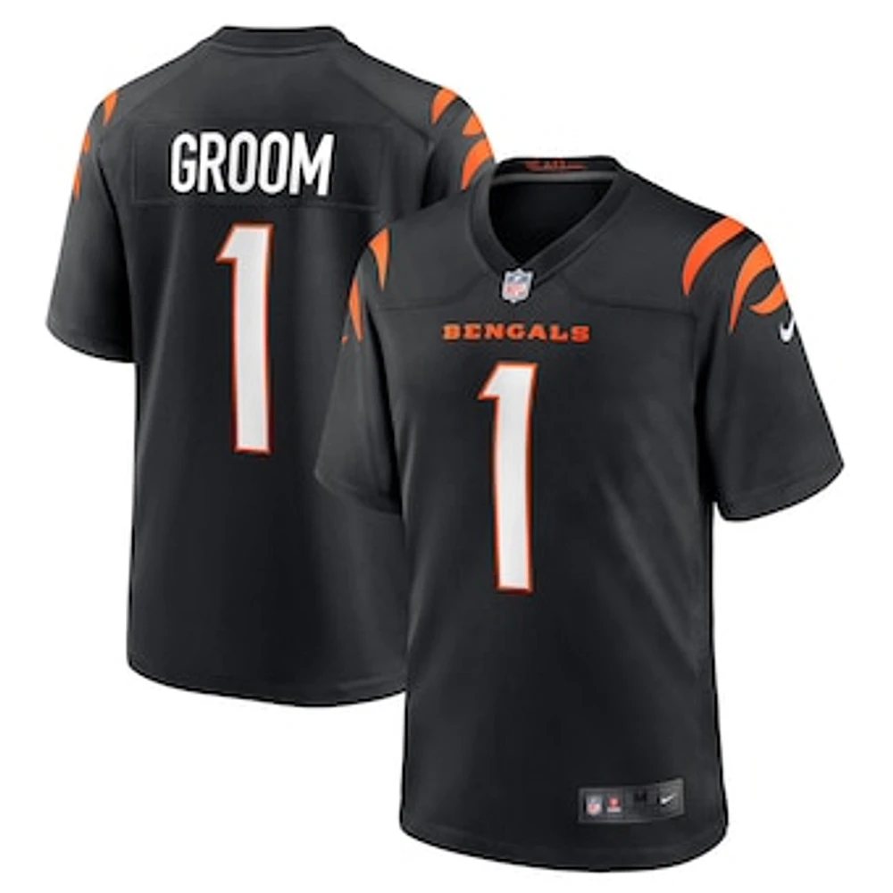 Men's Nike Number 1 Groom Black Cincinnati Bengals Game Jersey