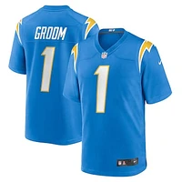 Men's Nike Number 1 Groom Powder Blue Los Angeles Chargers Game Jersey