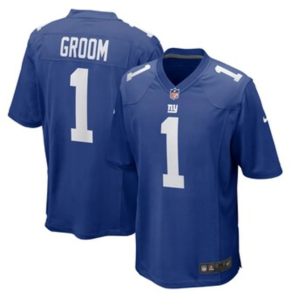 Men's Nike Number 1 Groom Royal New York Giants Game Jersey