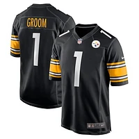 Men's Nike Number 1 Groom Black Pittsburgh Steelers Game Jersey