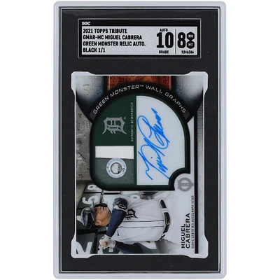 Miguel Cabrera Detroit Tigers Autographed 2021 Topps Tribute Game Used Green Monster Relic #GMAR-MC #1/1 SGC Authenticated 8/10 Card
