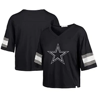 Women's '47 Navy Dallas Cowboys  Double Header Scout Cropped V-Neck T-Shirt