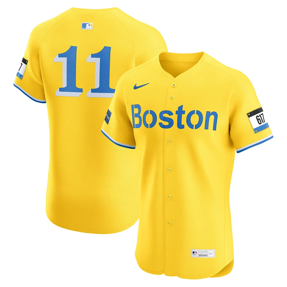 Men's Nike Rafael Devers Gold Boston Red Sox City Connect Sponsor Patch Elite Jersey