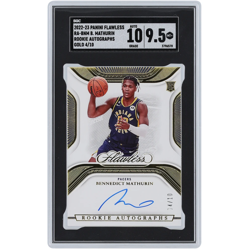 Bennedict Mathurin Indiana Pacers Autographed 2022-23 Panini Flawless Gold #RA-BNM #4/10 SGC Authenticated 9.5/10 Rookie Card