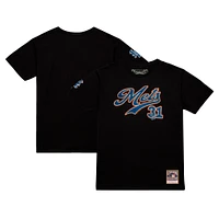 Men's Mitchell & Ness Mike Piazza Black New York Mets Cooperstown Collection Player T-Shirt