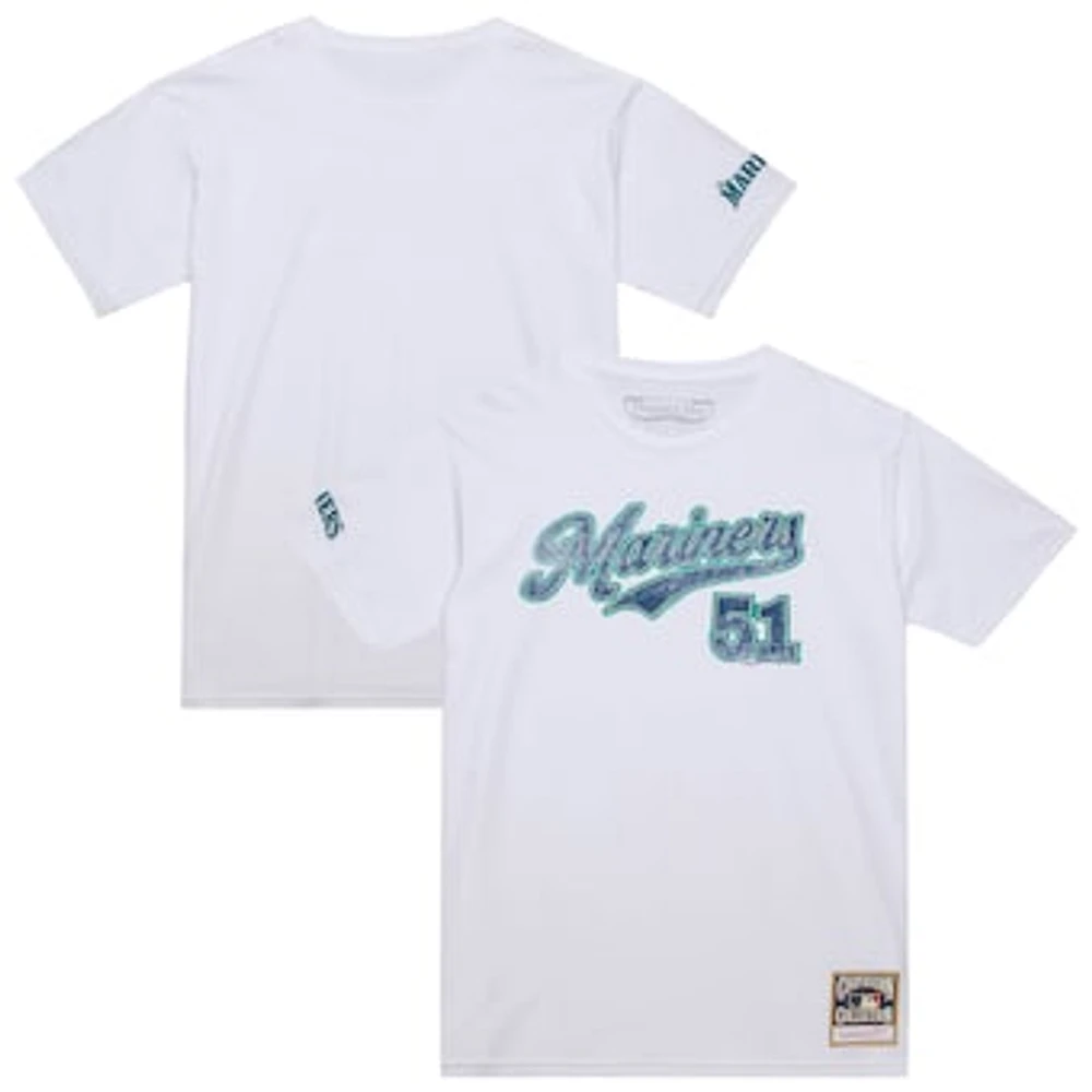 Men's Mitchell & Ness Ichiro Suzuki White Seattle Mariners Cooperstown Collection Player T-Shirt