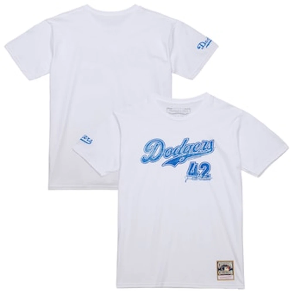 Men's Mitchell & Ness Jackie Robinson White Los Angeles Dodgers Cooperstown Collection Player T-Shirt