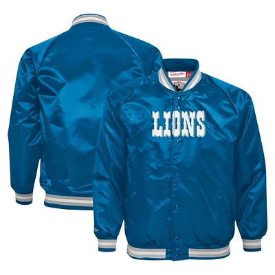 Youth Mitchell & Ness Blue Detroit Lions Satin Raglan Full-Snap Jacket