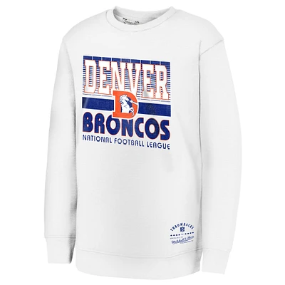 Youth White Denver Broncos Retro Big Game Fleece Pullover Sweatshirt