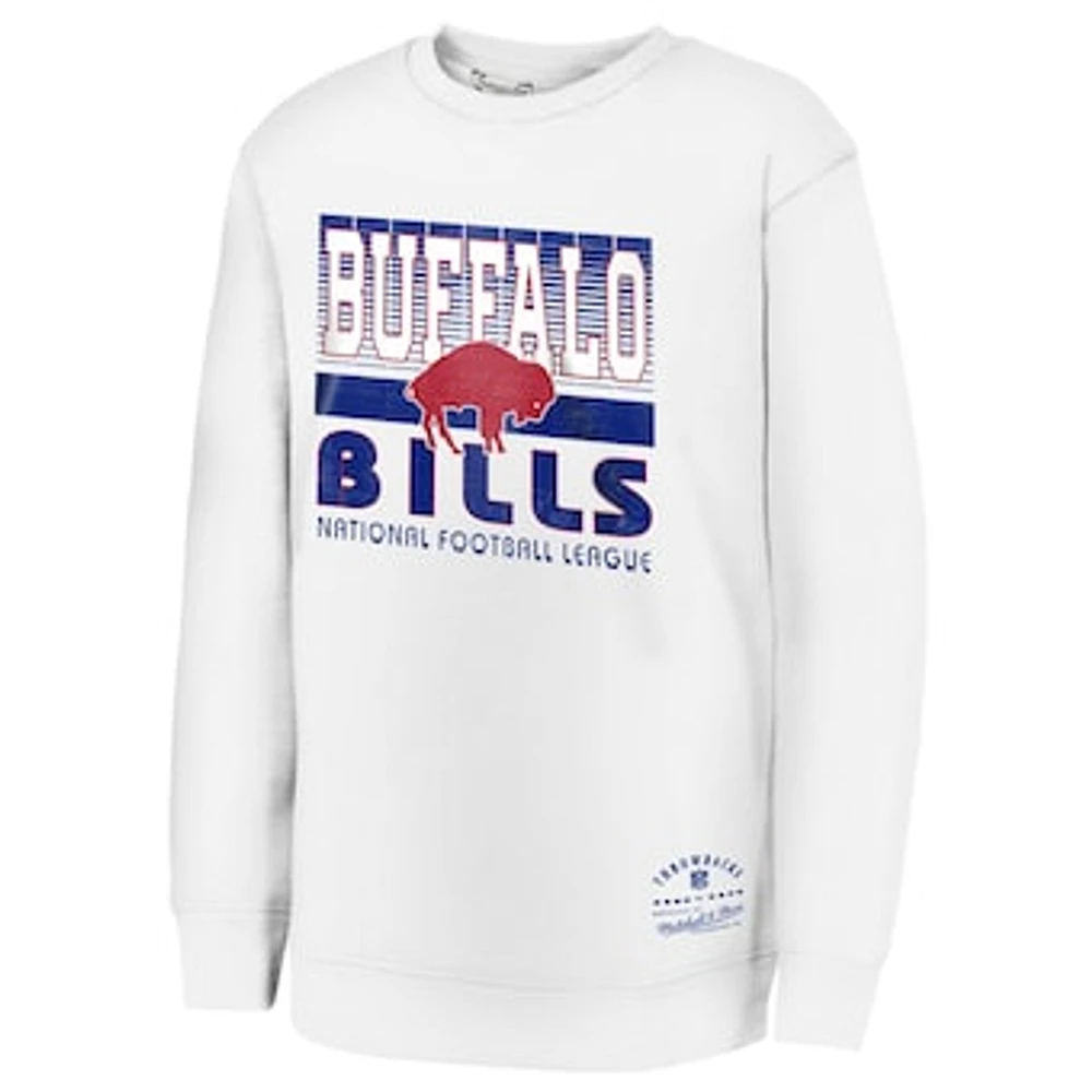 Youth White Buffalo Bills Retro Big Game Fleece Pullover Sweatshirt