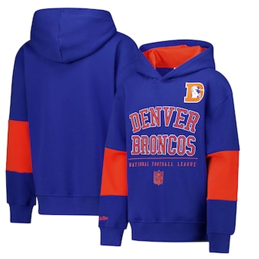 Youth Royal Denver Broncos Retro Fleece Pullover Hoodie