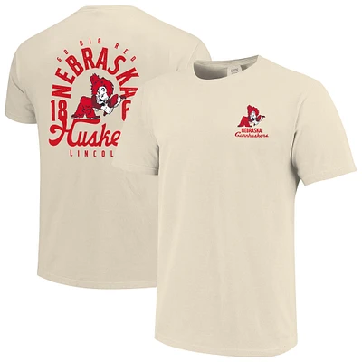 Men's Cream Nebraska Huskers Comfort Colors Mascot Overlay T-Shirt