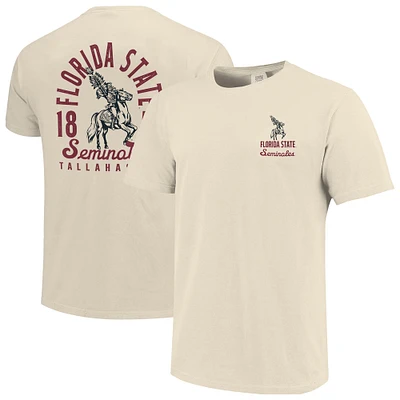 Men's Cream Florida State Seminoles Comfort Colors Mascot Overlay T-Shirt