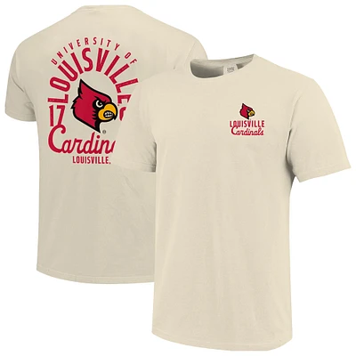 Men's Cream Louisville Cardinals Comfort Colors Mascot Overlay T-Shirt