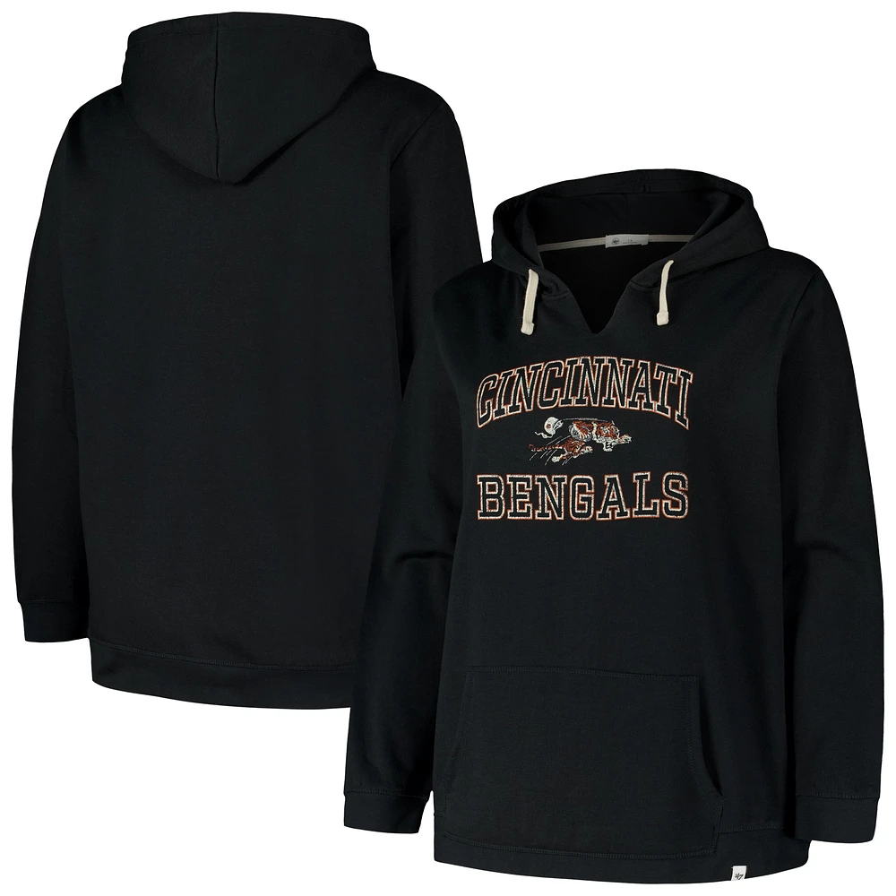 Women's '47  Black Cincinnati Bengals Plus Clarity Kennedy Pullover Hoodie