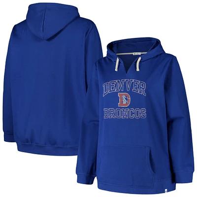 Women's Profile  Royal Denver Broncos Plus Kennedy Pullover Hoodie