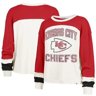 Women's Profile Cream/Red Kansas City Chiefs Double Header Curve Toni Long Sleeve T-Shirt