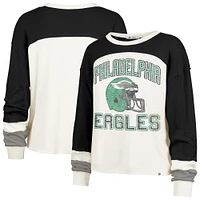 Women's Profile Cream/Black Philadelphia Eagles Double Header Curve Toni Long Sleeve T-Shirt