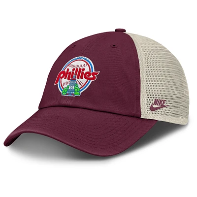 Men's Nike Burgundy/Natural Philadelphia Phillies Cooperstown Collection Club Trucker Adjustable Hat