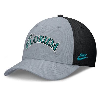 Men's Nike Gray/Black Florida Marlins Rise Swoosh Performance Flex Hat