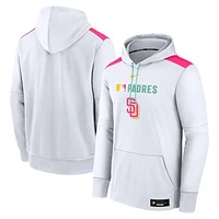 Men's Nike  White San Diego Padres Authentic Collection City Connect Therma Pullover Hoodie