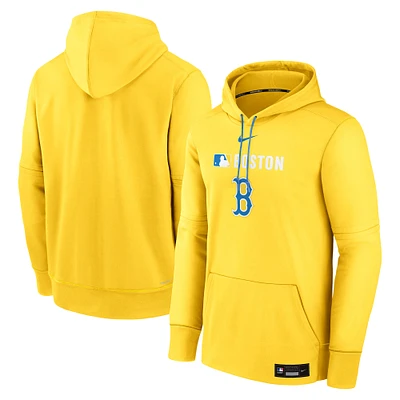 Men's Nike  Gold Boston Red Sox Authentic Collection City Connect Therma Pullover Hoodie
