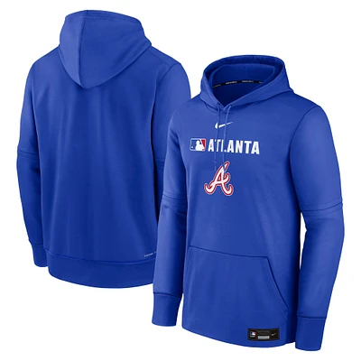 Men's Nike  Royal Atlanta Braves Authentic Collection City Connect Therma Pullover Hoodie