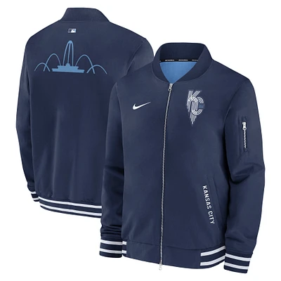 Men's Nike  Navy Kansas City Royals Authentic Collection Connect Full-Zip Bomber Jacket