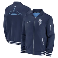 Men's Nike  Navy Kansas City Royals Authentic Collection Connect Full-Zip Bomber Jacket