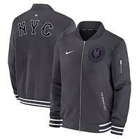 Men's Nike  Anthracite New York Mets Authentic Collection City Connect Full-Zip Bomber Jacket