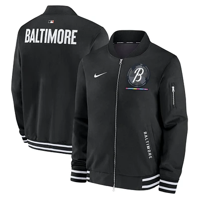 Men's Nike  Black Baltimore Orioles Authentic Collection City Connect Full-Zip Bomber Jacket