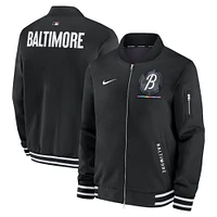Men's Nike  Black Baltimore Orioles Authentic Collection City Connect Full-Zip Bomber Jacket