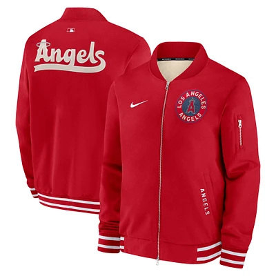 Men's Nike  Red Los Angeles Angels Authentic Collection City Connect Full-Zip Bomber Jacket
